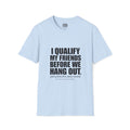 I Qualify My Friends Before We Hang Out T-Shirt